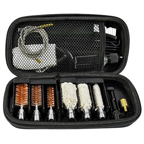 Shotgun cleaning kit includes 3 sizes  ( 12/16G, 20G, 410). Brass brushes and cotton mops, 4 rods 1 calbe. Sands and black color for choices.